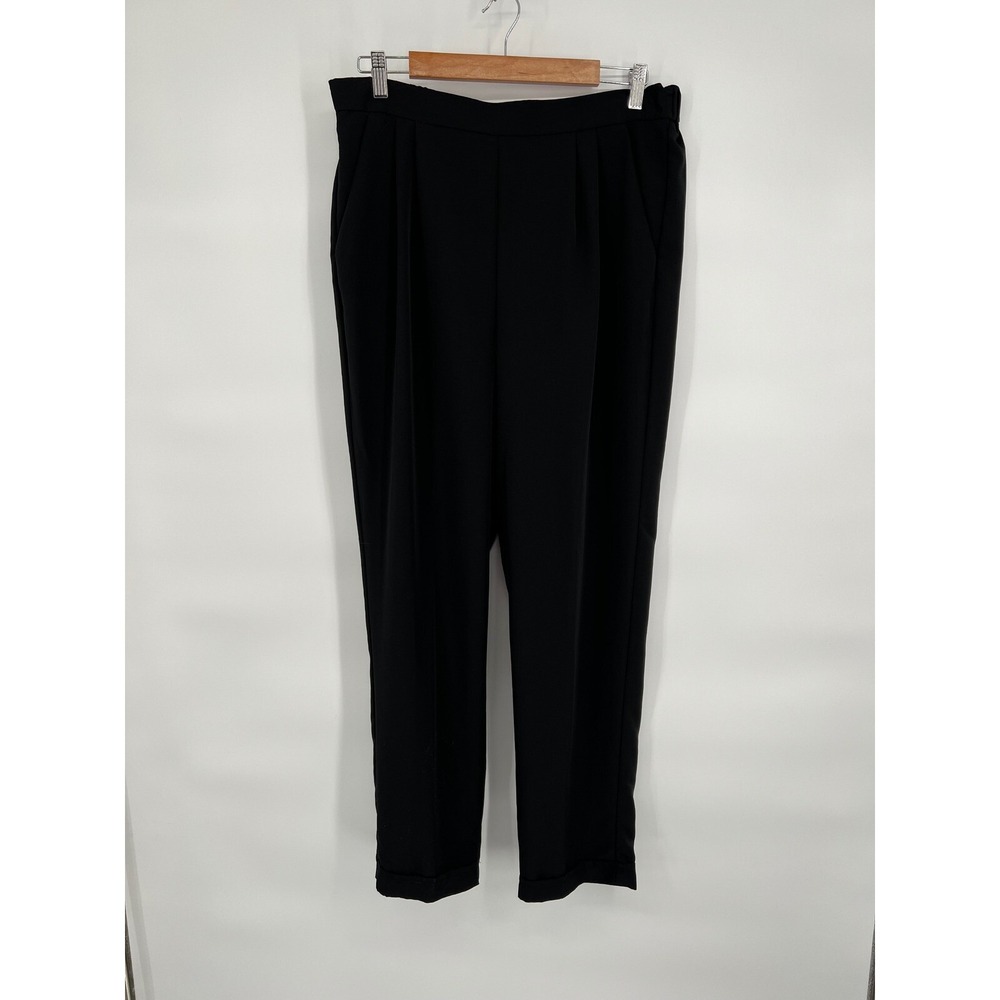 Covington Dress Pants Pull Up Career Pleated Black Trousers Sz L
